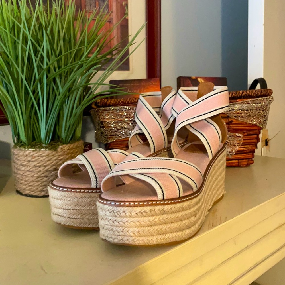 Tory Burch pink Espadrille sandals size 7 1/2